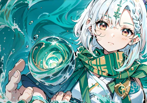 Anime girl holding a crystal ball in her hand, Splash art anime Loli, Official artwork, crisp clear rpg portrait, Best anime 4k ...