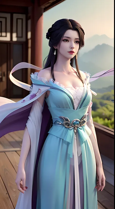 Solo, 1 Beautiful Female, Wuxia World, (1 Girl), (Full Body), (Xiuxian World), Chinese Immortal Wuxia, (Purple Cross-collared To...