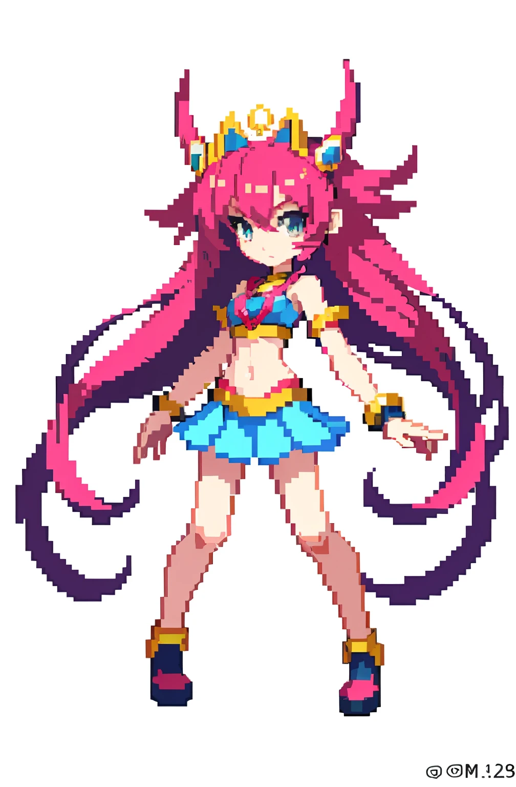 masterpiece, top quality, best quality), pixel,pixel art, 1 girl, cancer girl, yugioh, fullbody, no background, long hair, shy, goddess, crab