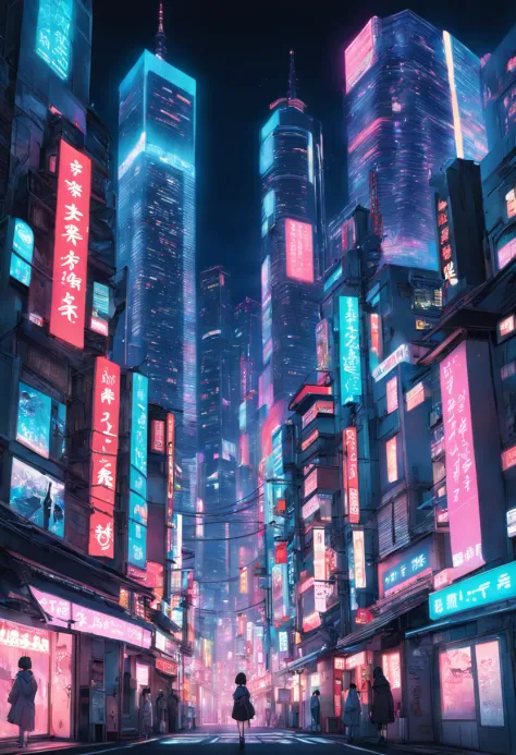 "Tokyo cityscape at night, with vibrant neon lights and futuristic architecture."