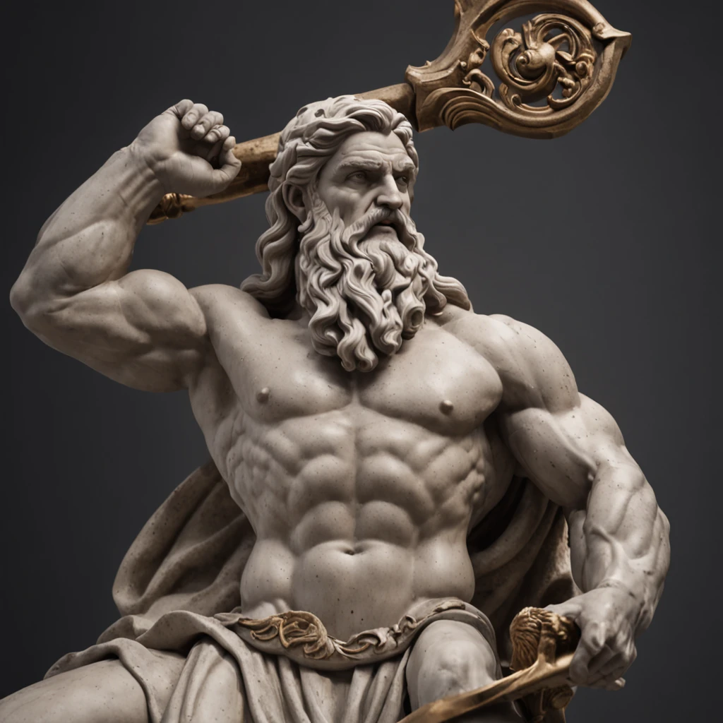 statue zeus style hercules, 8k, dark background cinematic - SeaArt AI