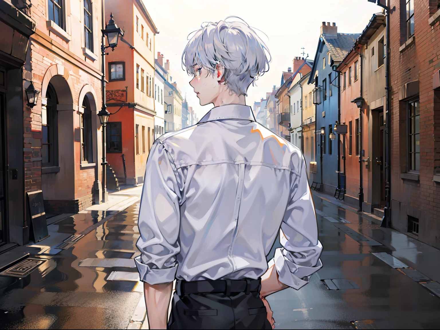 Anime: imagen de estilo de un hombre con camisa y corbata caminando por una  calle - SeaArt AI