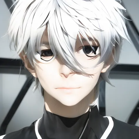 a guy with white hair, grey eyes, realistic, 70mm lens, ultra detail