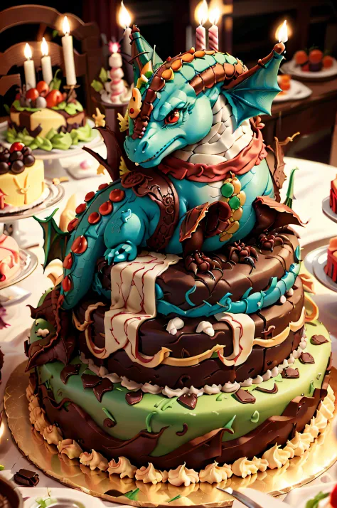 Cake Dragon. Marzipan cake shaped like a dragon.