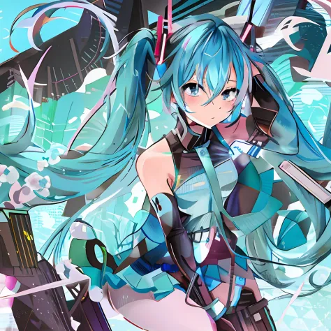 anime girl with blue hair and blue eyes holding a gun, hatsune miku, hatsune miku portrait, portrait of hatsune miku, zerochan a...