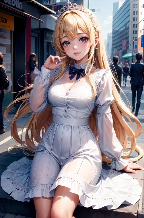 (La mejor calidad) (obra maestra ) Cara perfecta. kawaii & Siniestra princesa belleza joven en la ciudad de Nueva York.