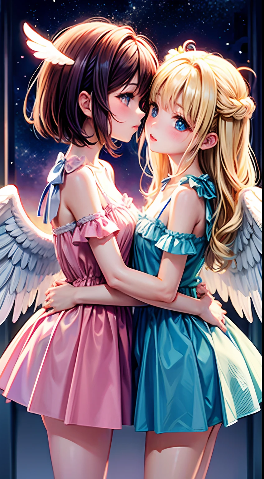 Top Qualität,  Engel-Mädchen küssen sich、Angel wings、
