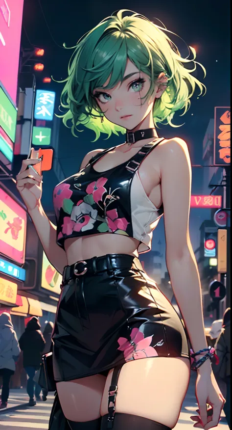 girl r,(1girl:1.3),((extremely cute and beautiful green curly-haired  anime girl walking down the street)), (short breasts:1.4),(((green curly  hair:1.35 - SeaArt AI