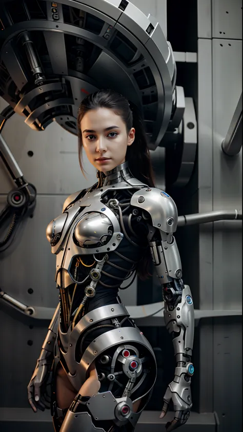 female cyborg, cybernetic body parts