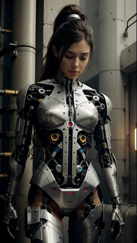 female cyborg, cybernetic body parts - SeaArt AI
