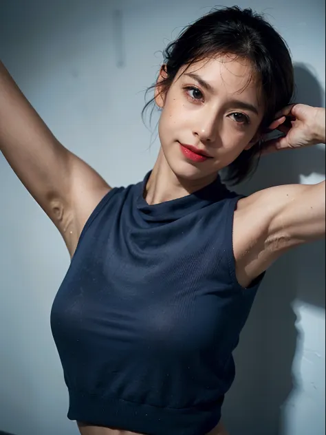 ((armpit pose、Show armpits、Armpit、There are many wrinkles in the armpits、Detailed armpit wrinkles、Show underarms、Armpit、Detailed...