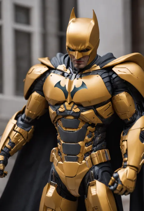 an ultra detailed Batman cybernetic armor color yellow gold.  ::n_ desenho, Imperfection, baixa qualidade, boneco, Jogo, anime, assinatura