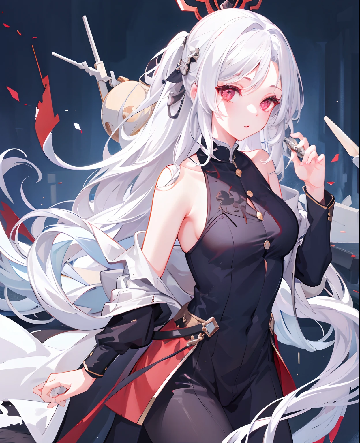 dreamy, (masterpiece), best quality, 1girl, white hair, amazing, beautiful detailed eyes, red eyes, fine details, depth of field, extremely detailed CG,