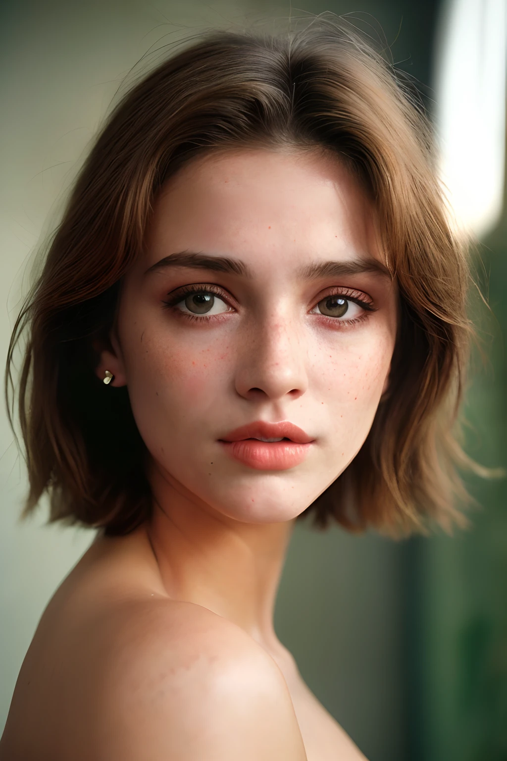 (Close-up, editorial photograph of a 21 year old woman), (high-detailed face:1.4) (sorrido:0.7) (background inside dark, Moody, private study:1.3) ass pov, Directed by: Lee Jeffries, Nikon D850 |, film stock photograph ,4 kodak portra 400 ,camera f1.6 lenses ,rich colors ,hyper realistic ,realistic texture, dramatic lighting , cinestill 800, detail the eyes in detail