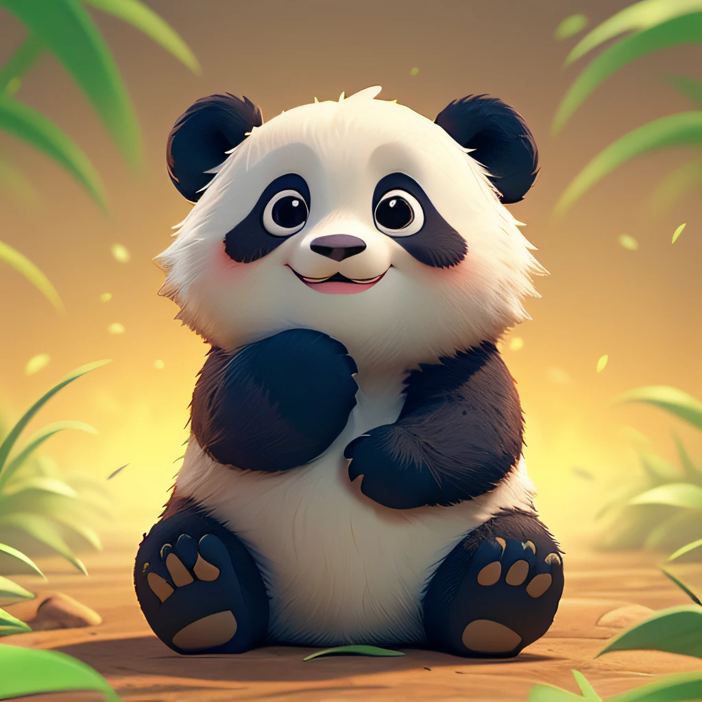 bebê panda，estilo cartoon，Animais peludos，olhos sonolentos，Adorável。