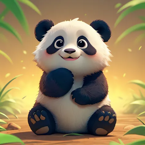 Baby panda，cartoonish style，Furry animals，sleepy-eyed，Lovely。