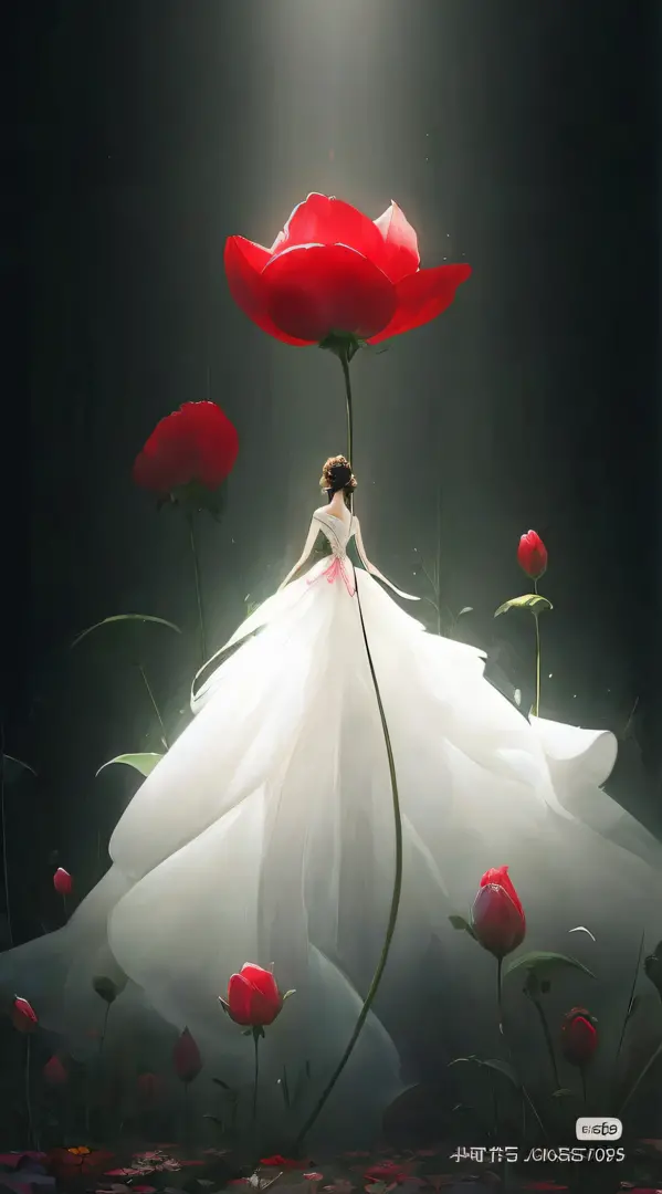 there is a woman in a white dress standing in a field of flowers, Beautiful digital artwork, Exquisite digital illustration, Beautiful digital illustration, A beautiful artwork illustration, digital art of an elegant, stunning digital illustration, inspire...