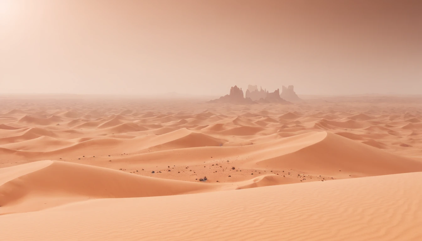 Concept Art Vast Desert Oasis In The Desert Desert Cactus Sprawling，empty，（sand），（nohumans