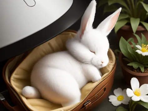 Top Qualität))、((Meisterwerk))、(Einzelheiten)、Süßes weißes Kaninchen AI essen、Aufklärung、weißer - 1、Ein Hintergrund Lächeln、Karotten SeaArt