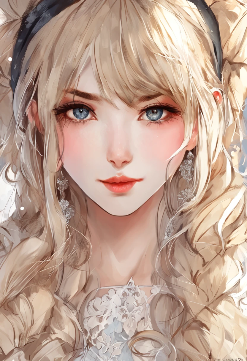 (8k, 4k, best quality, highres, ultra high res:1.1), (masterpiece, realistic, photo-realistic:1.1), 1girl,  face, close-up, twintails, blonde hair, black eyes, red lips,  (looking at viewer:2), absurdly long hair, long eyelashes, eyeshadow,  small face, big eyes,
bare shoulders,
high contrast,