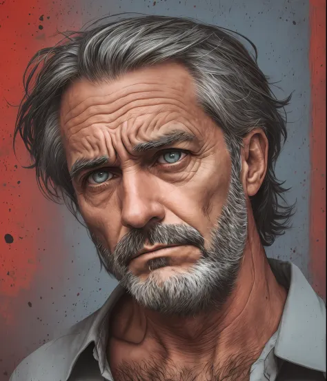 middle aged man, depressed, red eyes --auto --s2