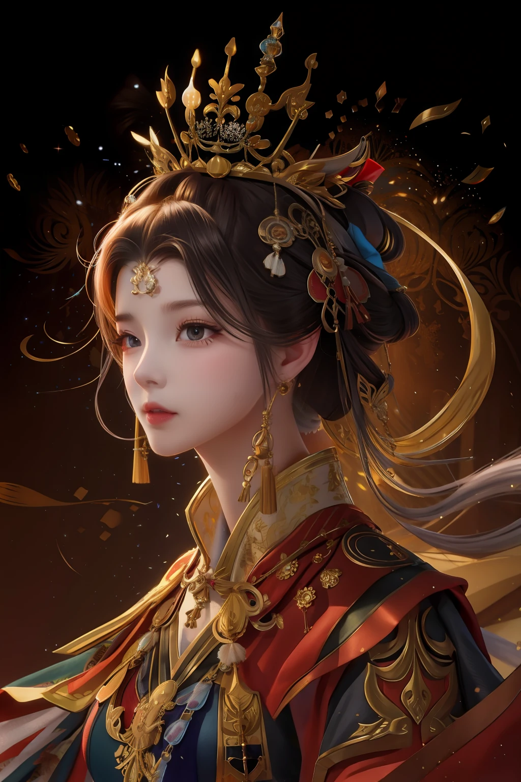 A woman in a chinese dress with a crown on her head - SeaArt AI