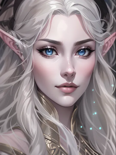 D&D drawing, Lúthien Tinuviel the elven lady of Silmarillion, expression sweet, close-up intensity, masterpiece, best quality, u...
