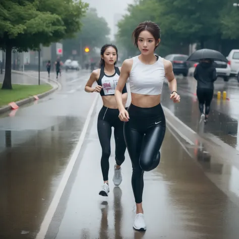brune qui fait son jogging ultra réaliste - SeaArt AI