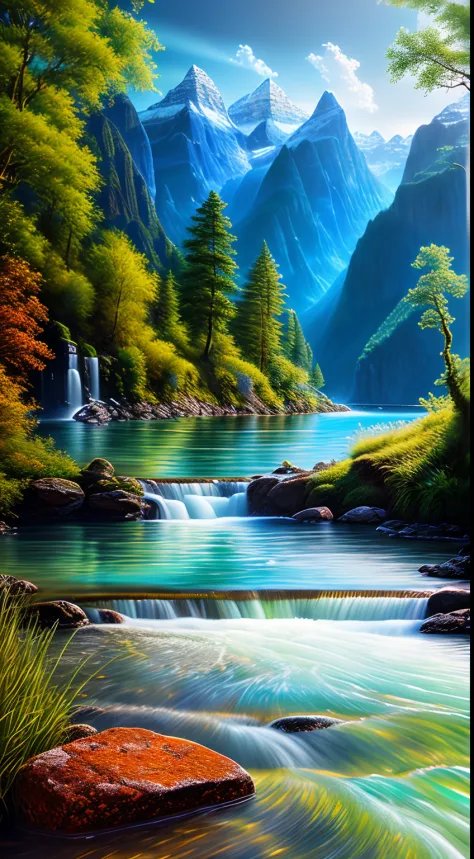 landscape, water (extremely detailed CG unity 8k wallpaper), the most beautiful artwork in the world, professional majestic oil ...