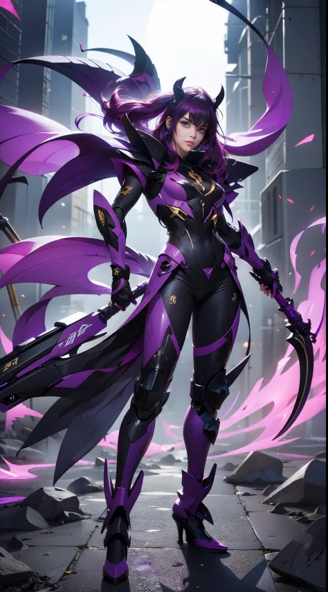 Scorpion tail，mechs，purpleish color，The weapon is a dart，The picture is beautiful