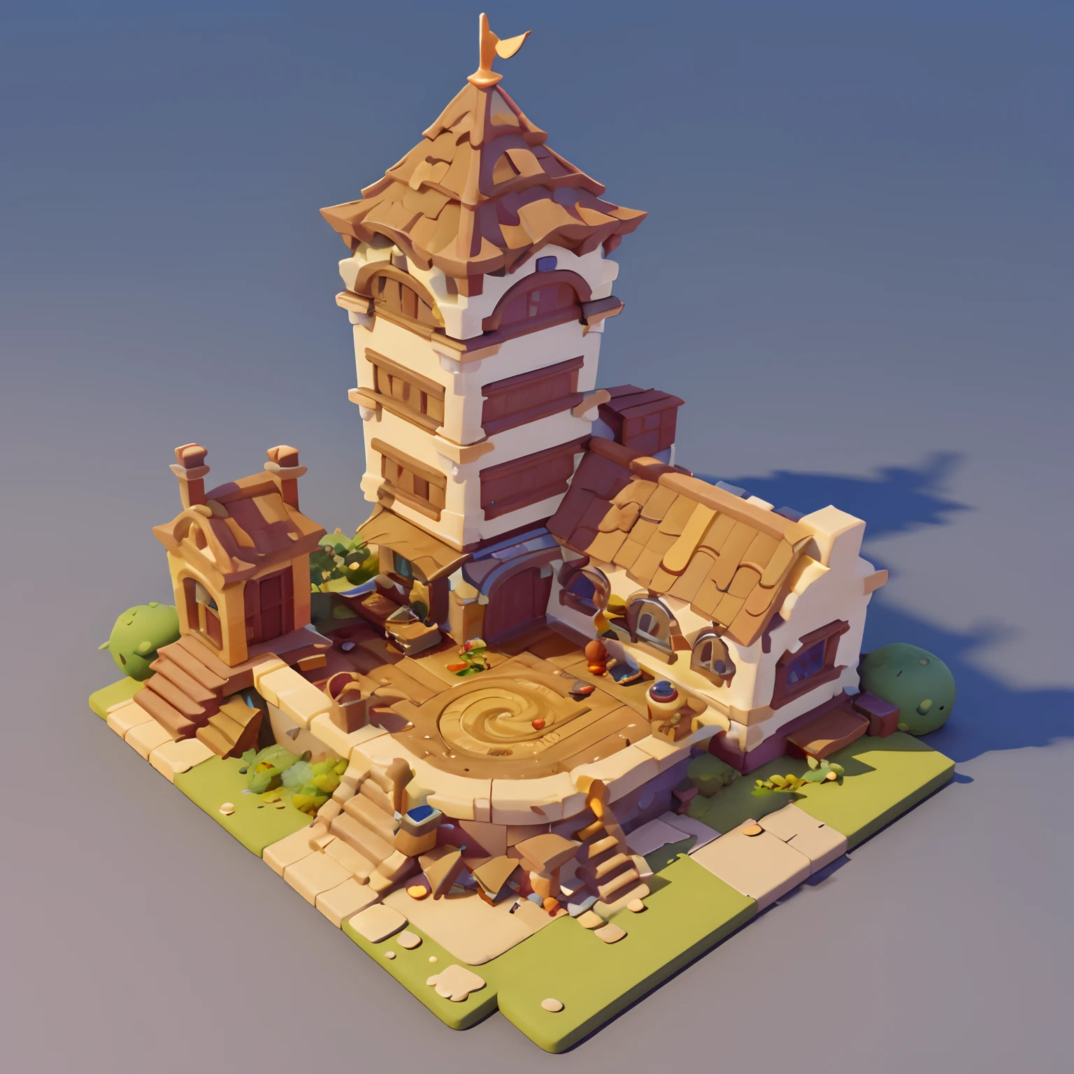 Game architectural design, Cartoony,House of the Mage，The mage matches the building，magia，Magic House，casual game style, 。.。.3D, blender，closeup cleavage，tmasterpiece，super detailing，best qualtiy