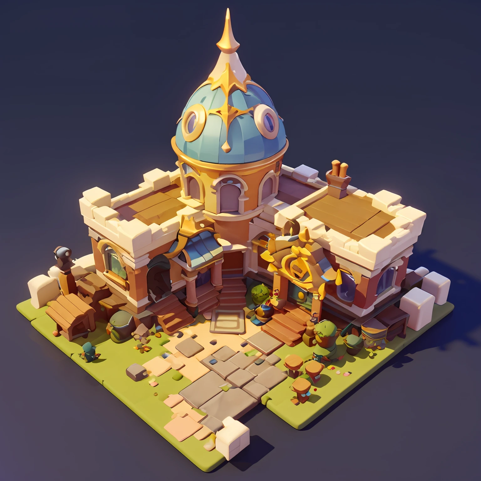 Game architectural design, Cartoony,House of the Mage，The mage matches the building，magia，Magic House，casual game style, .。.3D, blender，closeup cleavage，tmasterpiece，super detailing，best qualtiy