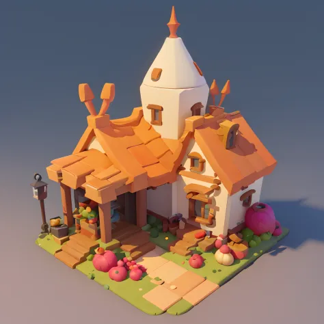 Game architectural design, Cartoony,House of turnips，Radishes match the architecture，casual game style, Carrot architecture,  。.。.。.。.3D, blender，closeup cleavage，tmasterpiece，super detailing，best qualtiy