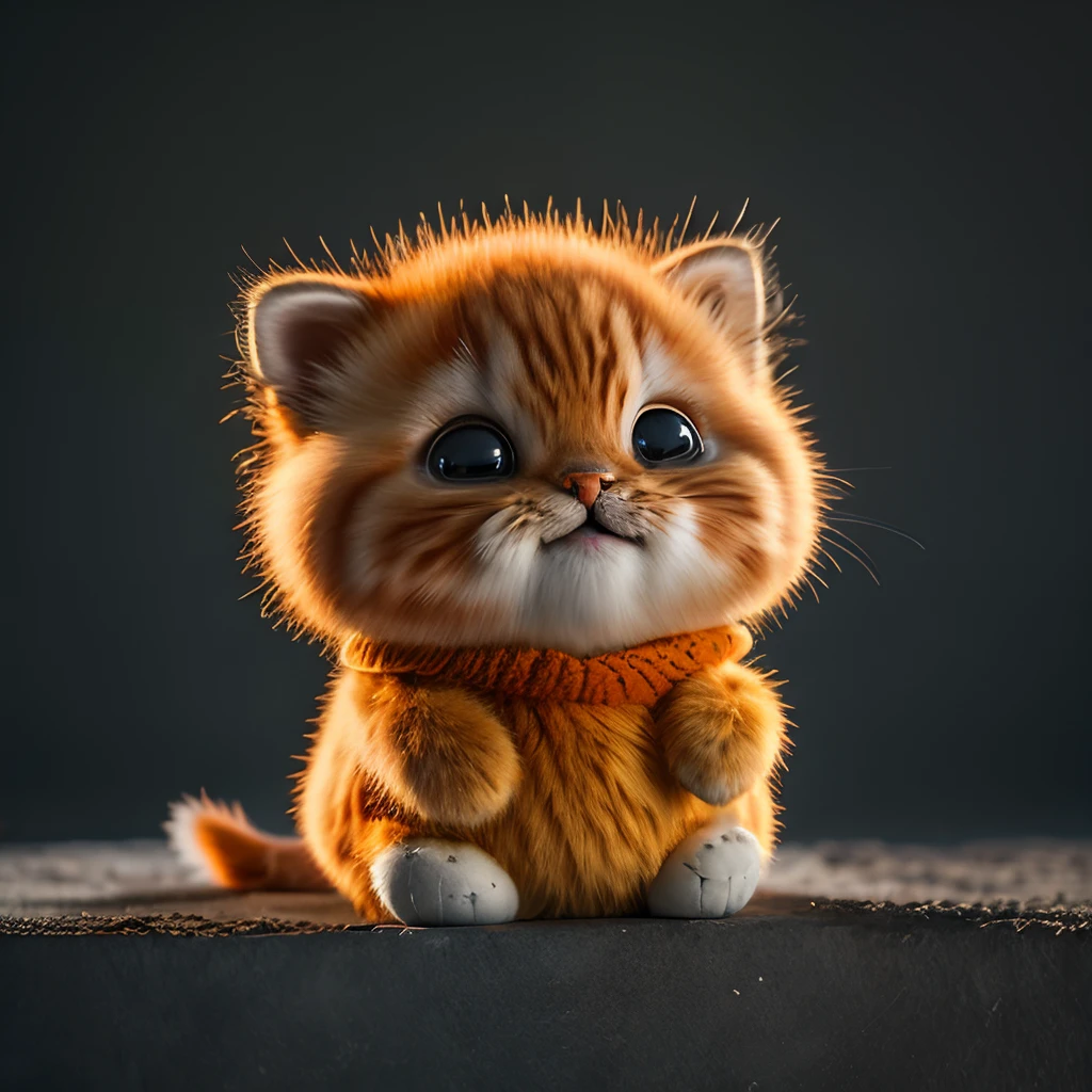 cat, orange, fat, garfield, no_humans, depth of field, disney style, DARK_Glam, wearing DRK_Glam, deep shadow, (dark: 1.4), (8k, RAW photo, best quality, masterpiece: 1.2), big expression happy with mouth