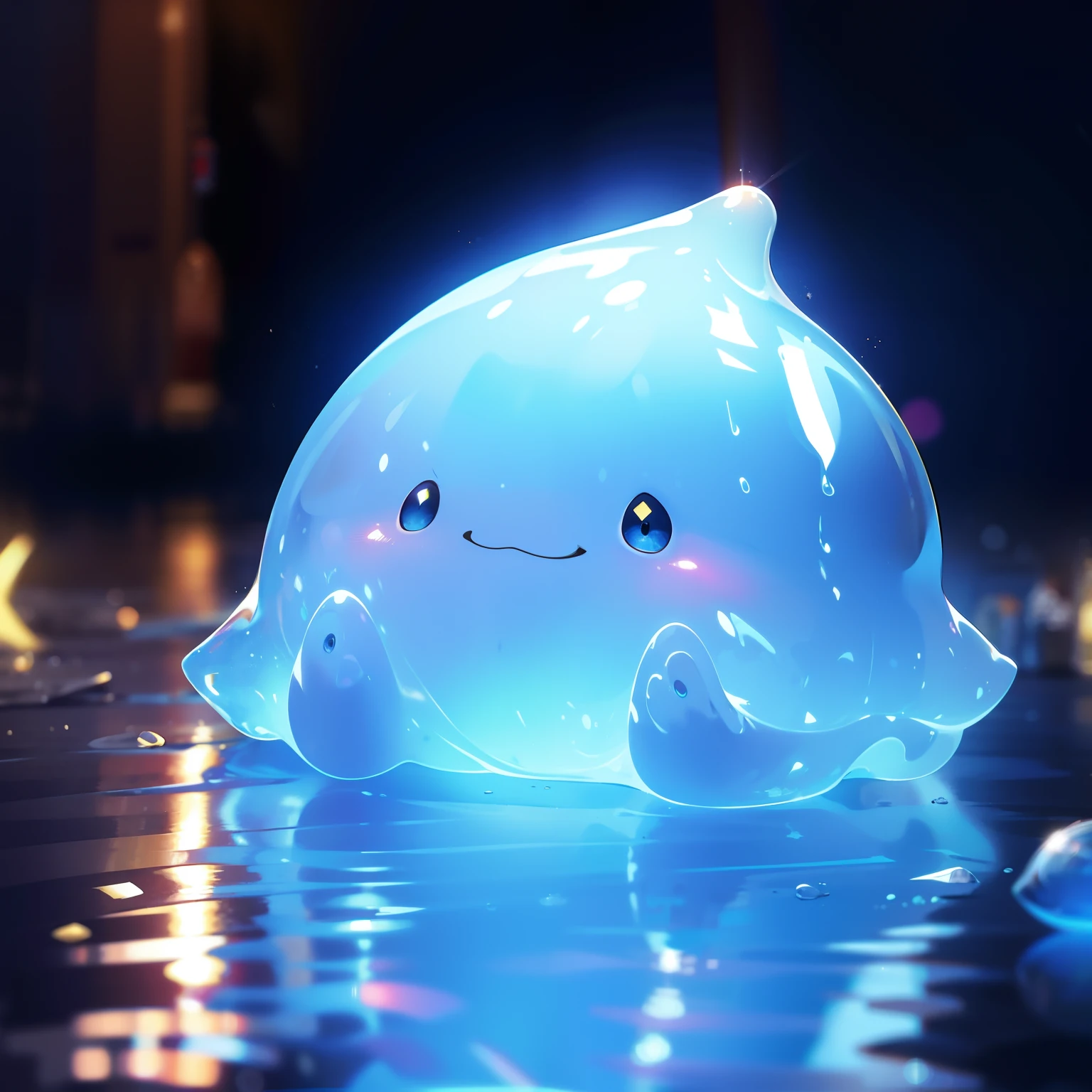 There is a little blue light that is sitting on the ground SeaArt AI