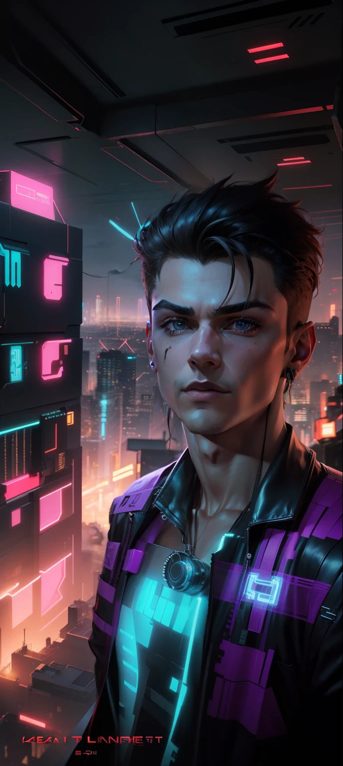 Change Backround Cyberpunk handsomeboy. realisti face 4k