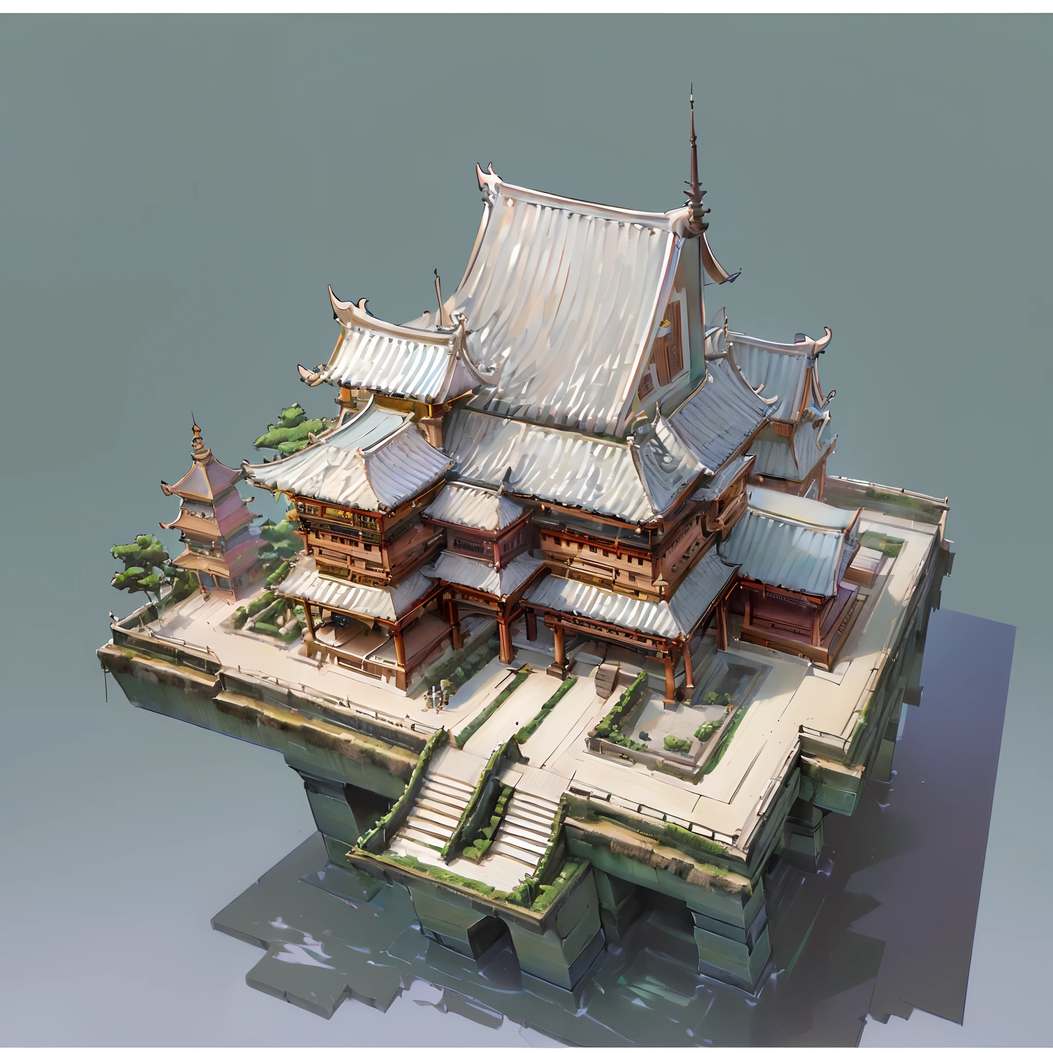 (isometric:1.5), (masterpiece, top quality, best quality, official art, beautiful and aesthetic:1.2),(16k, best quality, masterpiece:1.2),architecture, [:(black background:1.5):30],, east asian architecture, (simple background:1.5), scenery, no humans, stairs, building, wall, doorstep buildings, stairs, Chinese architecture