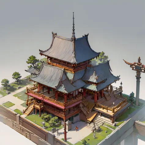 (isometric:1.5), (masterpiece, top quality, best quality, official art, beautiful and aesthetic:1.2),(16k, best quality, masterpiece:1.2),architecture, [:(black background:1.5):40], east asian architecture, (simple background:1.5), scenery, no humans, stai...