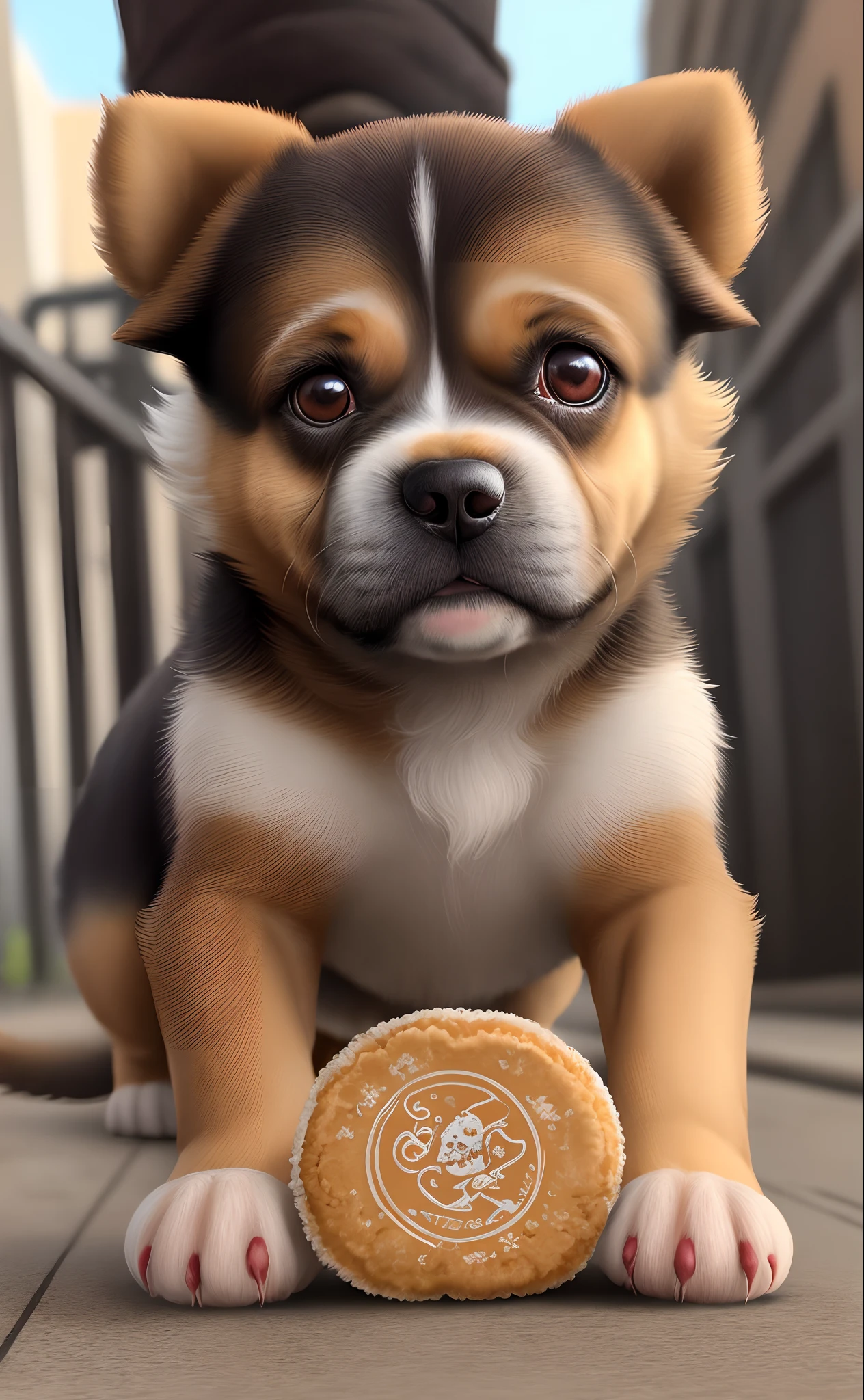 Puppy with a cookie in its mouth - SeaArt AI