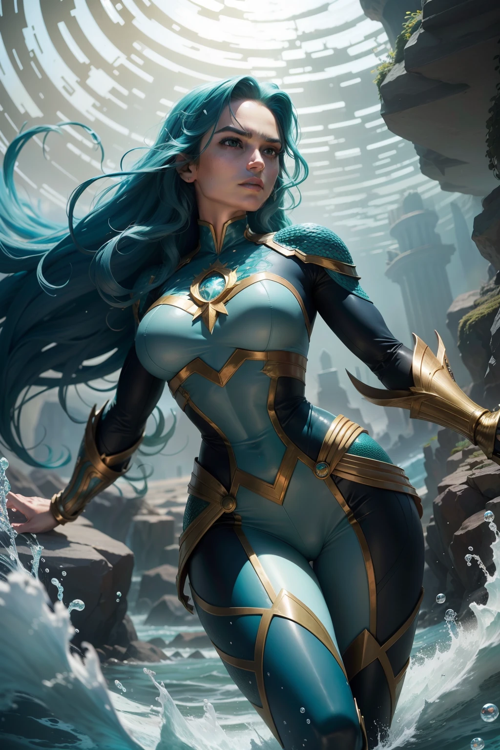 Mera is a DC Comics character known as the Queen of Xebel and wife of Aquaman. She is an Atlantean with the ability to manipulate water, allowing her to create aquatic constructs and control sea currents. Her personality is marked by her determination and loyalty to Aquaman and his people. Mera is often involved in events in DC's aquatic universe, fighting alongside her husband to protect Atlantis and the seas. Her story spans from seeking justice to ruling Xebel, bringing depth to DC's undersea mythology.