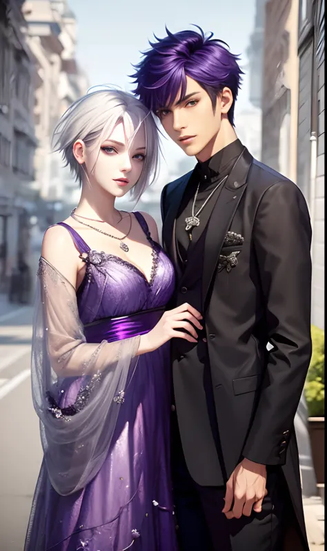 ​masterpiece, top-quality, 2Others, Male and female couples, 1 man and 1,, Adults, Height difference, different fashion, differe...