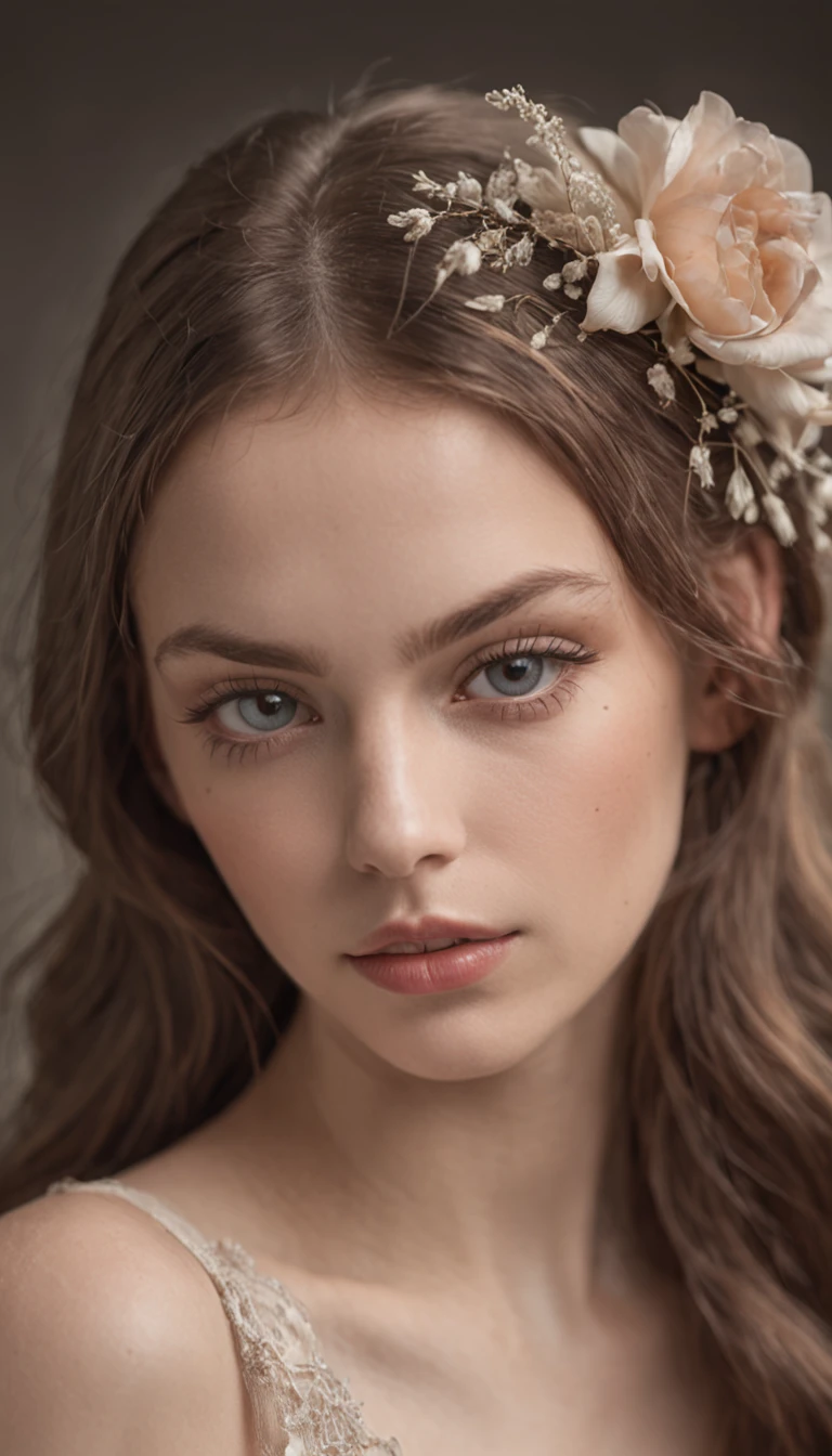 A Woman With Long Hair Wearing A Flower Headpiece Seaart Ai