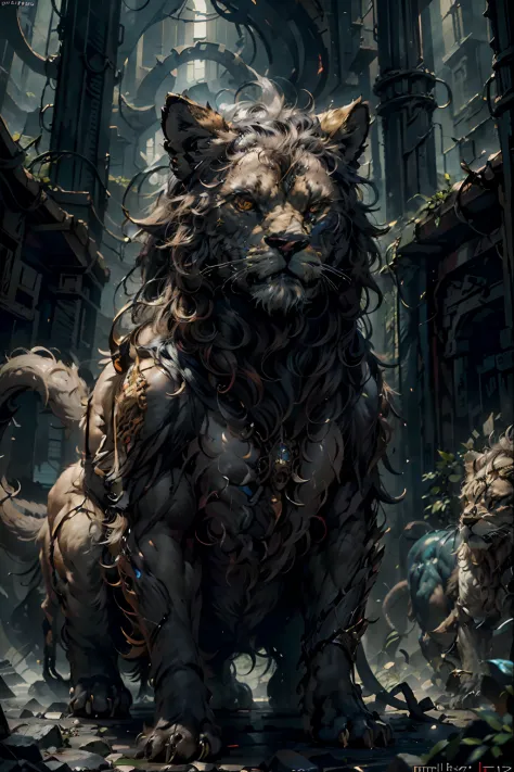 lion, fullbody, illustration, cinematic light, high resolution, best quality, ultra detailed, masterpiece,