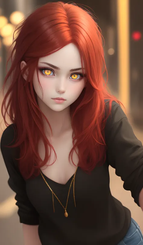 Red hair girl with golden eyes