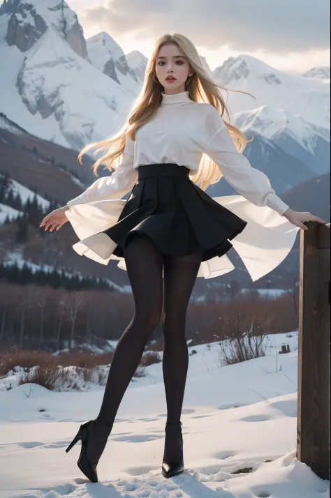 (full body:1.5)，(1girl:1.3),(view the viewer:1.4)，(anatomy correct:1.4),(Opaque pantyhose and pointed thick heels :1.3),(Dancing...