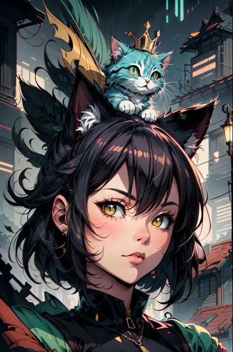 anime cat girl fantastically detailed eyes modern