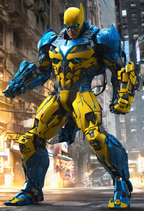 Um batman verde, Realistic yellow and blue in a titanium cybernetic suit, detalhado, designe perfeito, alta qualidade arestas perfeitas e simetricas  ::n_desenho de estilo, Low-quality imperfection, boneco, jogo, anime