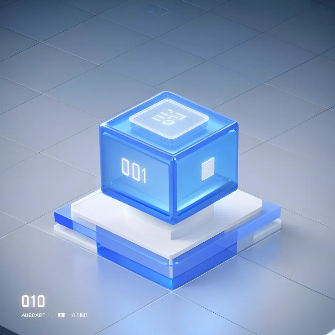 There is a blue cube，There is a clock on it, translucent cube, blueshift render, clean 3 d render, 3d game object, object concept art, prerendered isometric graphics, 3 d rendered in octane, 3d rendered in octane, rendered in octane 3d, Smooth 3D illustrat...