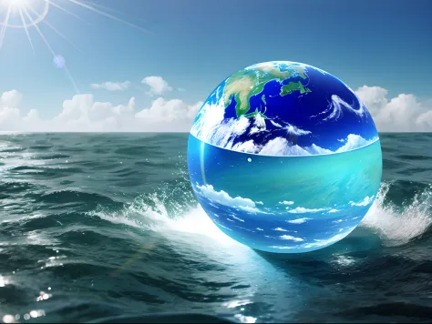 Earth inside a water drop