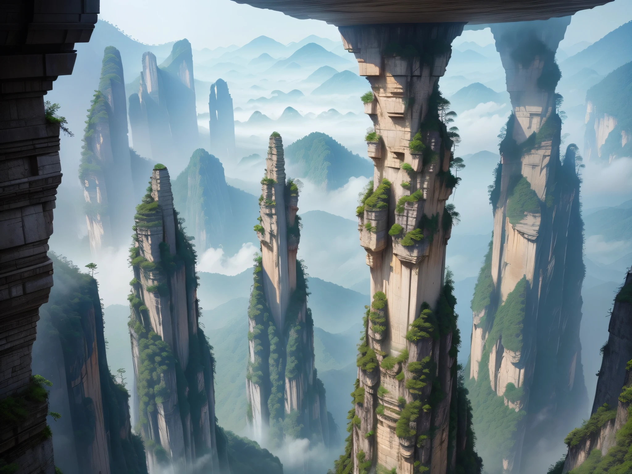 Zhangjiajie National Forest Park, China: The inspiration for the floating mountains in the movie "Avatar," this park features towering sandstone pillars and lush greenery.